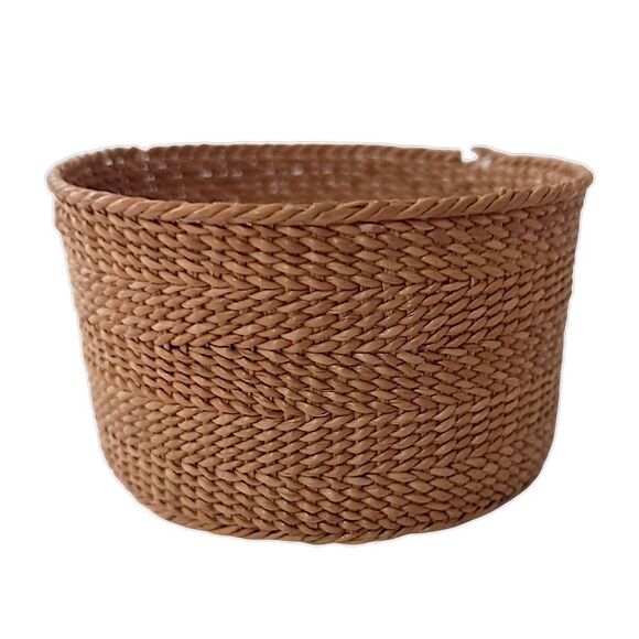 Vintage MINI Sweet Grass Basket Finely Woven Round Trinkets Bohemian Natural - Picture 6 of 15